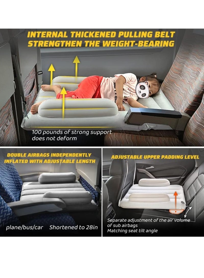 XiuWoo Multifunction Portable Large Inflatable Toddler Travel Bed, Toddler Plane Bed, Inflatable Bed with Multi-purpose Pillow, Inflatable Pump, Travel Bag, Fixing Belt, Armrest - Image 2