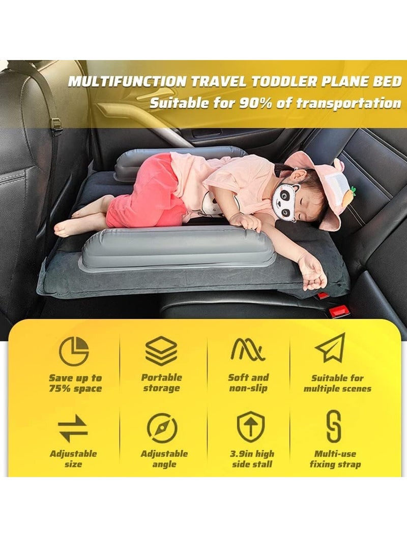 XiuWoo Multifunction Portable Large Inflatable Toddler Travel Bed, Toddler Plane Bed, Inflatable Bed with Multi-purpose Pillow, Inflatable Pump, Travel Bag, Fixing Belt, Armrest - Image 3