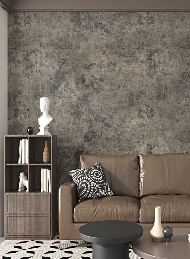 WESTICK Grey Concrete Wallpaper Peel and Stick 3D Cement Concrete Contact Paper Self Adhesive Textured Vinyl Wall Covering Removable Vintage Brown Accent Wallpaper for Living Room Basement 15.8"x80" - Image 2