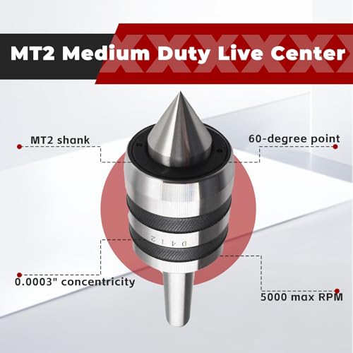 findmall MT2 Medium Duty Live Center 60 Degree Live Tailstock Center Fit for CNC Lathes, Ordinary Manual Lathes and High-Speed Lathes - Image 4