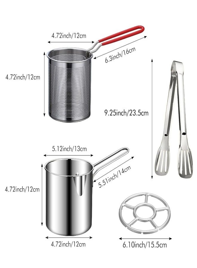 EMVANV Deep Fryer Pot Set,Mini Stainless Steel Fryer Deep Fryer Basket with Easy Grip Handle for French Fries, Fried Taro Balls, Fried Chicken Wings and Fried Fish(size:5 pcs) - Image 2