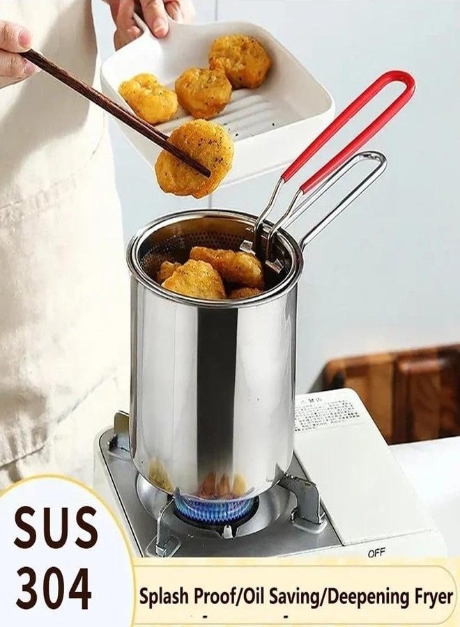 EMVANV Deep Fryer Pot Set,Mini Stainless Steel Fryer Deep Fryer Basket with Easy Grip Handle for French Fries, Fried Taro Balls, Fried Chicken Wings and Fried Fish(size:5 pcs) - Image 3