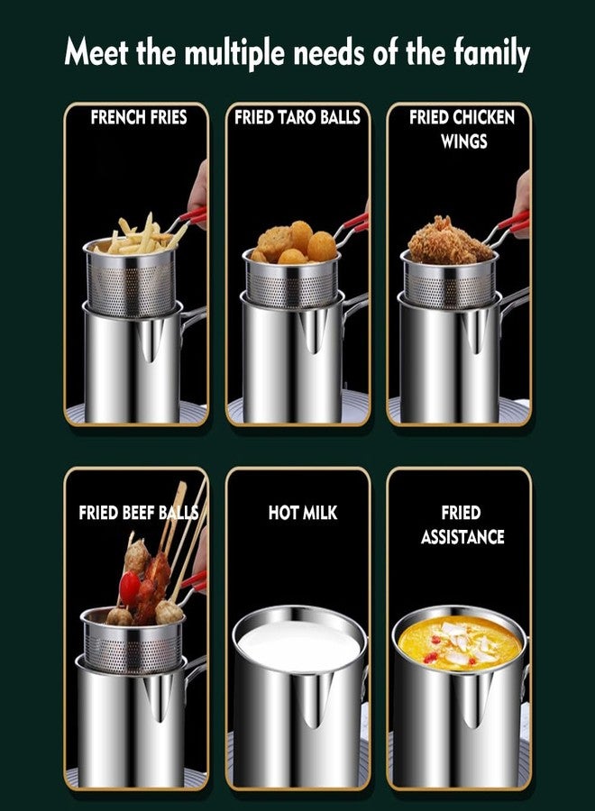 EMVANV Deep Fryer Pot Set,Mini Stainless Steel Fryer Deep Fryer Basket with Easy Grip Handle for French Fries, Fried Taro Balls, Fried Chicken Wings and Fried Fish(size:5 pcs) - Image 5