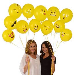 Evisha 20 pcs Smiley Emoji Different Faces Big Size Yellow Balloons,6 pcs Candles,10 pcs Small Birthday caps - Image 3