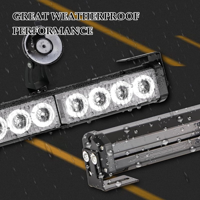 SmallfatW 32 Inch 28 LED Hazard Emergency Warning Traffic Advisor Flash Strobe Light Bar with Cigar Lighter and Suction Cups (Red/White) - Image 5