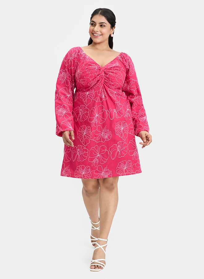 فيرجيو VIRGIO 100% Cotton Embroidered Mini Dress
