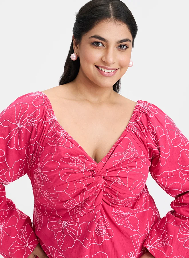 Virgio VIRGIO 100% Cotton Embroidered Mini Dress