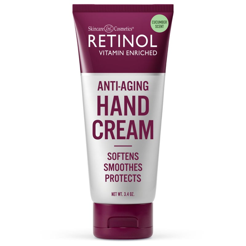 RETINOL كريم اليدين المضاد للشيخوخة بالريتينول - الريتينول الأصلي ليدين تبدو أصغر سناً - كريم يد غني يرطب ويحمي البشرة والأظافر والجلد المحيط بها - فيتامين أ يقلل من تأثيرات الشيخوخة على البشرة - برائحة الخيار