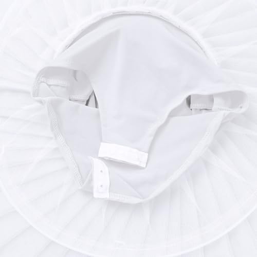 IBAKOM Ballet Leotards for Girl Gold Floral Flutter Sleeve Shiny Swan Lake Little Ballerina Platter Tutu Kid Professional Ballet Dance Pancake Dress Toddler Swan Lake Outfits White 5-6 Years - Image 5