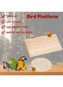 Sage Square Bird Wooden Circle & Stand Platform Combo Of Two (9 * 4.5 & 4 Inches) Rectangle & Cirle Shaped Perch Stand, Cage Accessories Playful Toy, Suitable For Birds, Parrots, Budgies  - Image 4