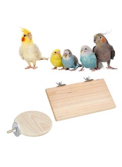 Sage Square Bird Wooden Circle & Stand Platform Combo Of Two (9 * 4.5 & 4 Inches) Rectangle & Cirle Shaped Perch Stand, Cage Accessories Playful Toy, Suitable For Birds, Parrots, Budgies  - Image 1