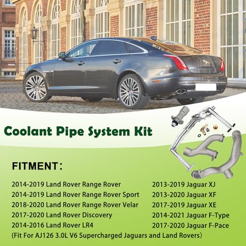 omoZone Upgraded Metal Coolant Water Pipe System Kit Compatible with Land Rover Range Rover Sport LR4,Jaguar XF XJ XE 3.0L V6 Replaces LR075991 LR092992 LR028136 LR049990 - Image 3