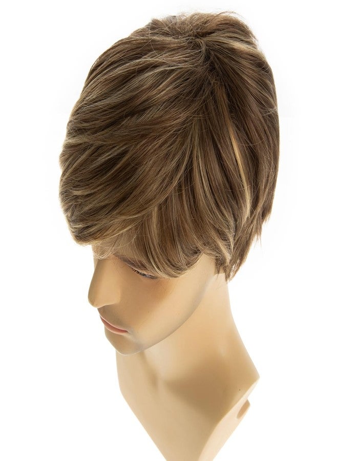 Beweig Mens Mixed Blonde Wig Short Straight Synthetic Blonde Mixed Brown Hair Wigs for Male Guy Daily Wear Anime Costume Halloween Cosplay Party - Image 4