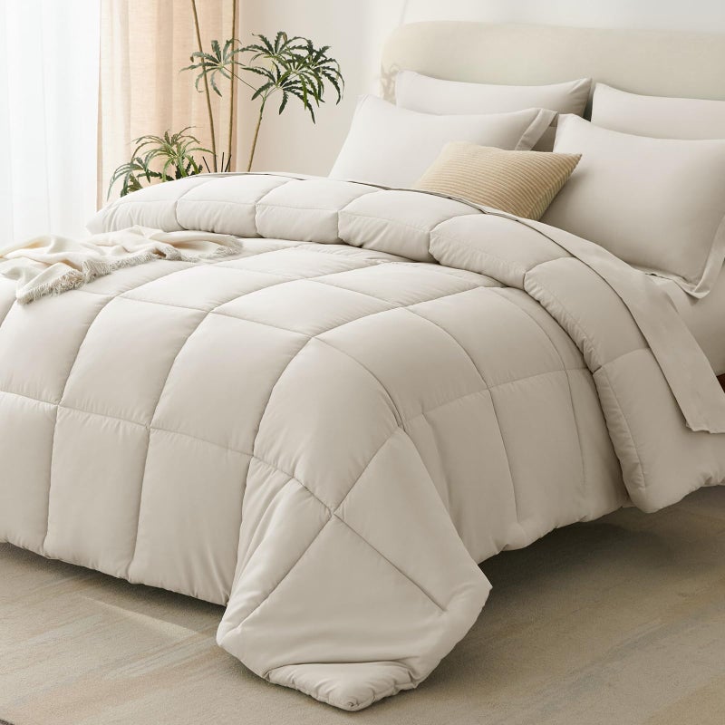 CozyLux طقم لحاف كامل الحجم من كوزي لوكس بيج مع ملاءات - 7 قطع، طقم سرير كامل الحجم مناسب لجميع الفصول، يتضمن لحافًا، ملاءة مسطحة، ملاءة مثبتة، أغطية وسائد وأغطية وسائد مزخرفة. - Image 1