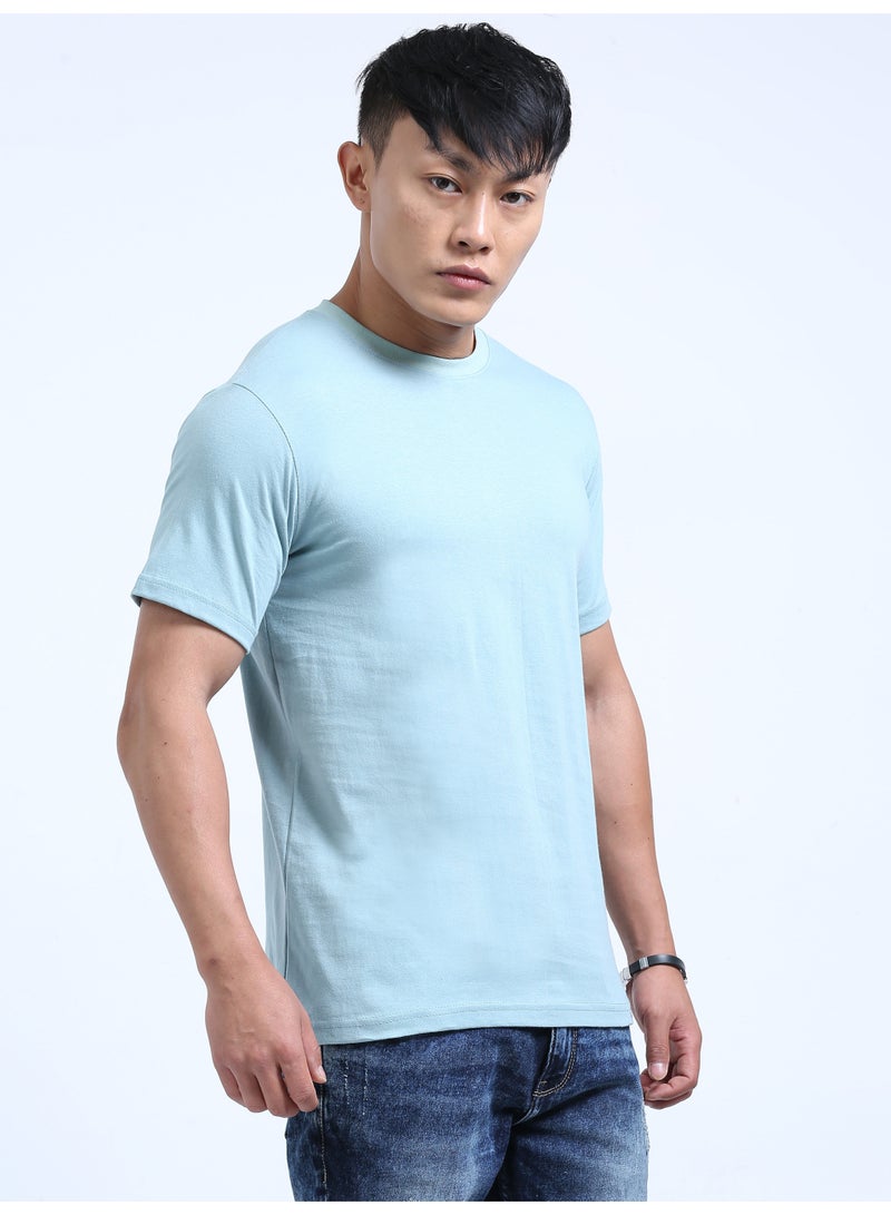 DUJE Men's Daily Wear T-Shirt | Pastel Green |100% Combed Cotton | Breathable Bio-Wash Fabric | Sweat-Absorbing, Anti-Bacterial & Odour-Free - Image 4