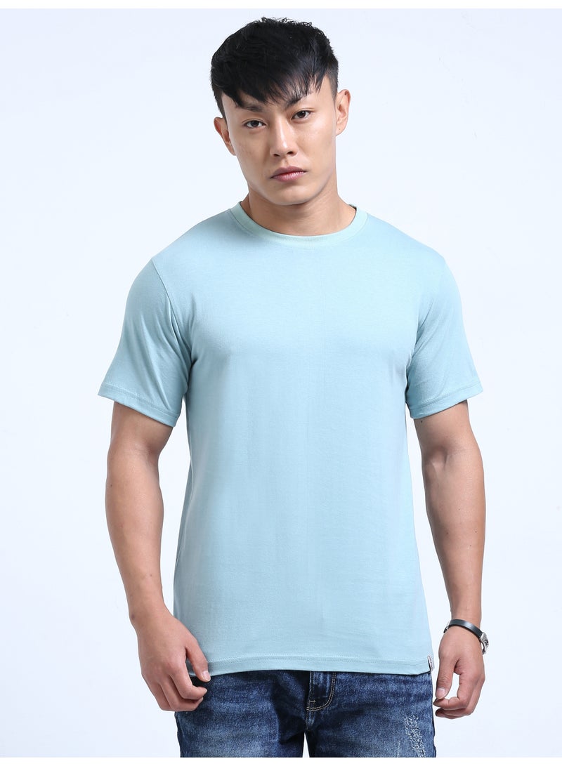 DUJE Men's Daily Wear T-Shirt | Pastel Green |100% Combed Cotton | Breathable Bio-Wash Fabric | Sweat-Absorbing, Anti-Bacterial & Odour-Free - Image 2