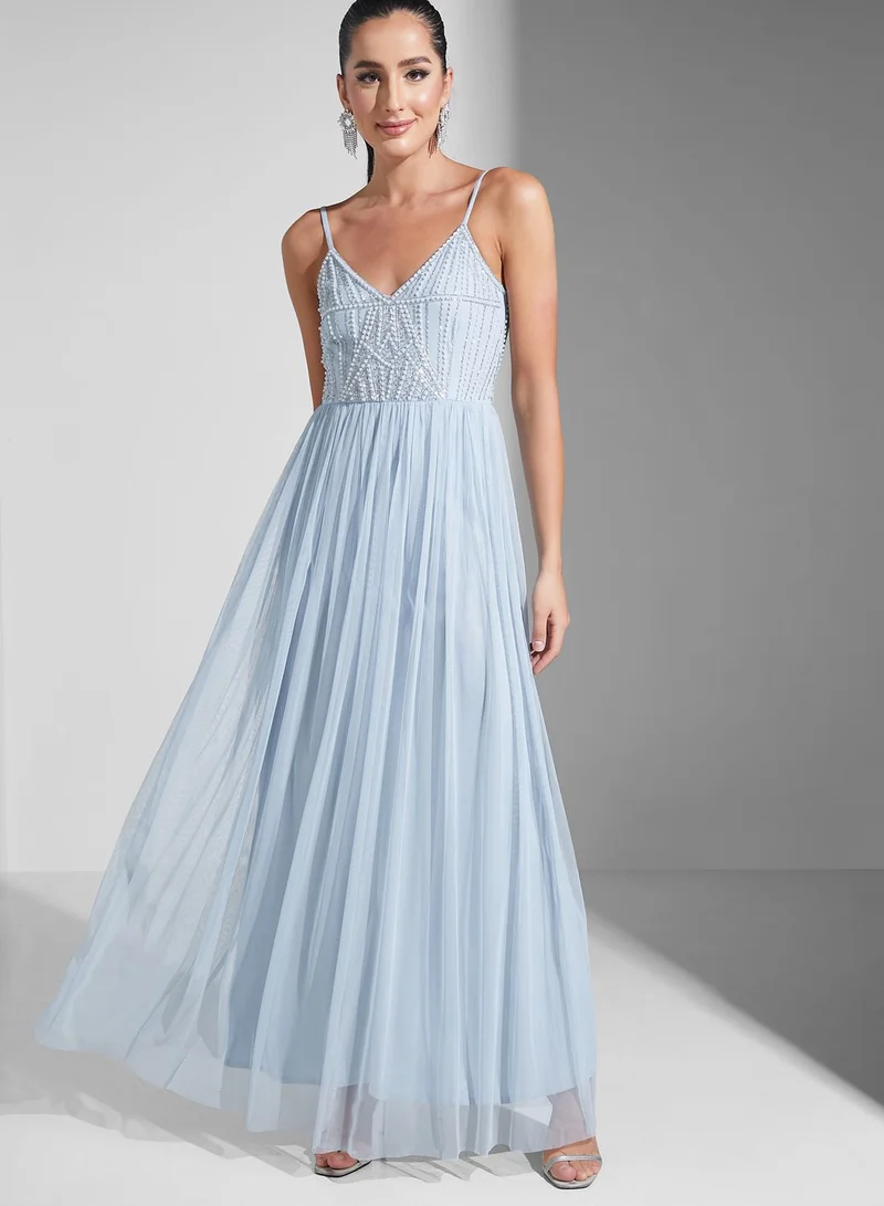 Namshi X Hadia Ghaleb Hadia Ghaleb Embellished Strappy Dress
