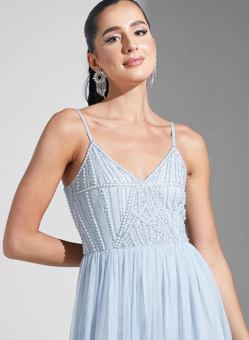 Namshi X Hadia Ghaleb Hadia Ghaleb Embellished Strappy Dress
