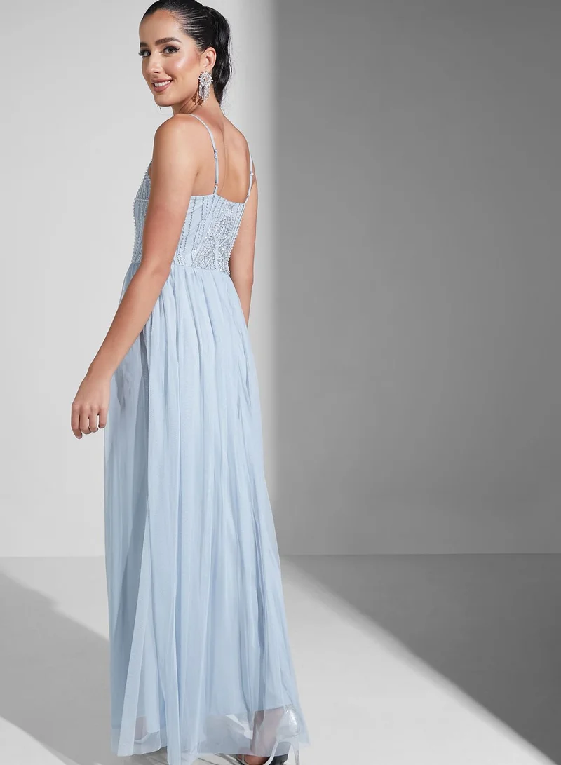 Namshi X Hadia Ghaleb Hadia Ghaleb Embellished Strappy Dress