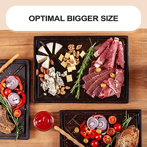 TESLYAR Wooden Steak Board Solid Oak Serving Barbecue Platter Natural Thick Cutting Plate Durable & Quality (Large) - Image 2