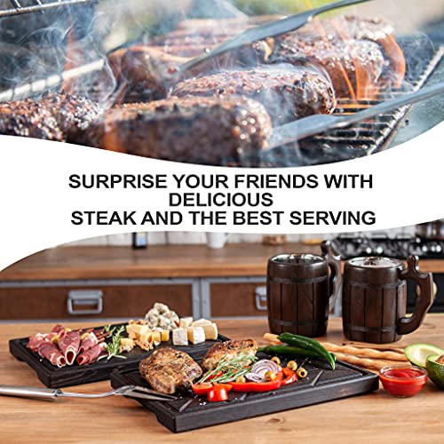 TESLYAR Wooden Steak Board Solid Oak Serving Barbecue Platter Natural Thick Cutting Plate Durable & Quality (Large) - Image 4