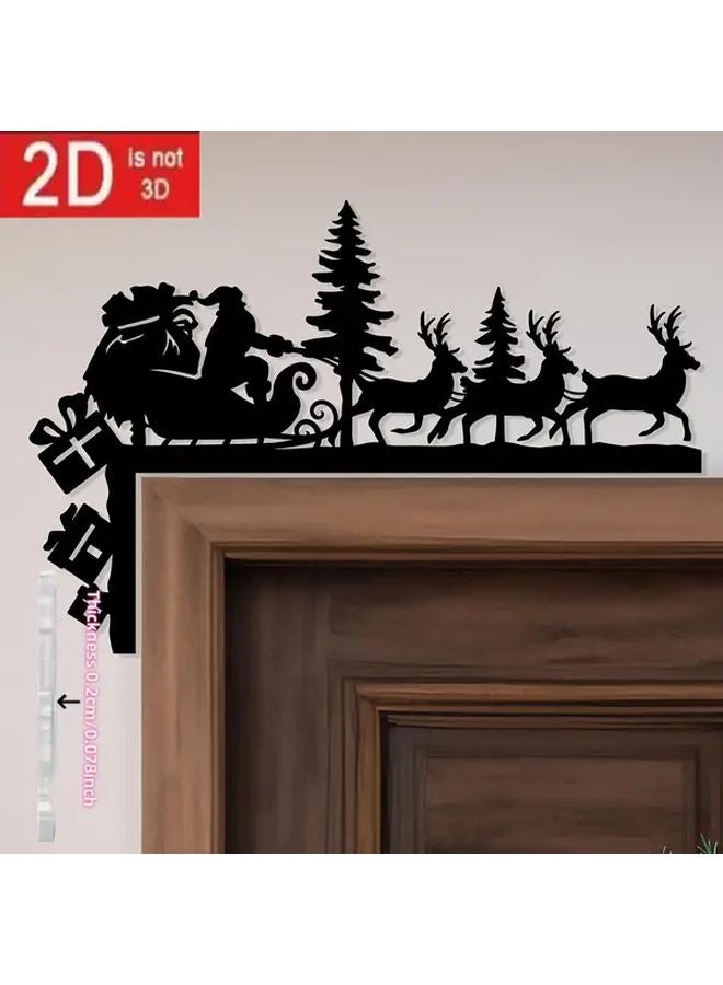 Christmas Corner Decoration Santa And 3 Reindeer Sled PVC Wall Mounted Indoor Holiday Decor - Image 4