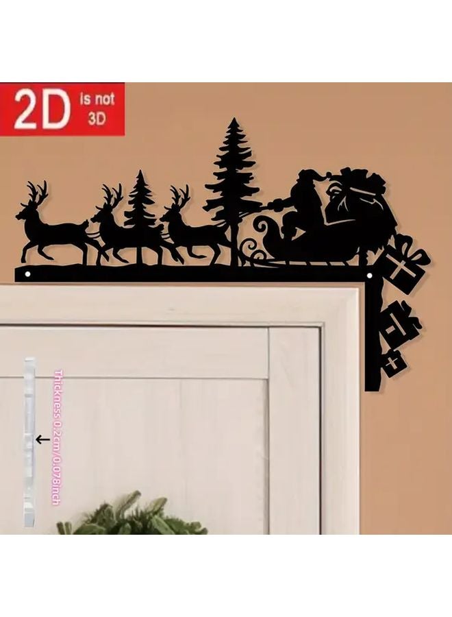 Christmas Corner Decoration Santa And 3 Reindeer Sled PVC Wall Mounted Indoor Holiday Decor - Image 1