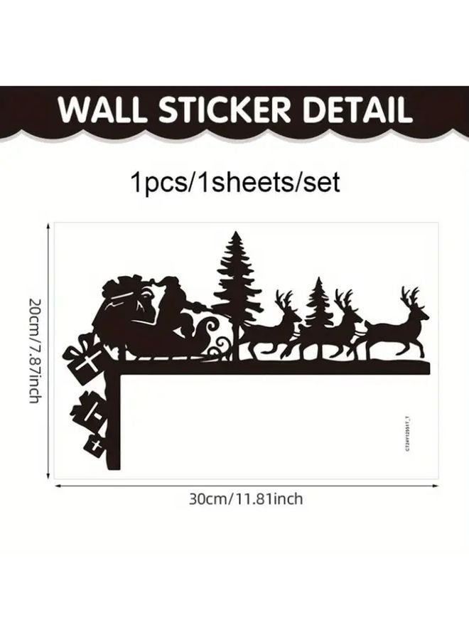 Christmas Corner Decoration Santa And 3 Reindeer Sled PVC Wall Mounted Indoor Holiday Decor - Image 3