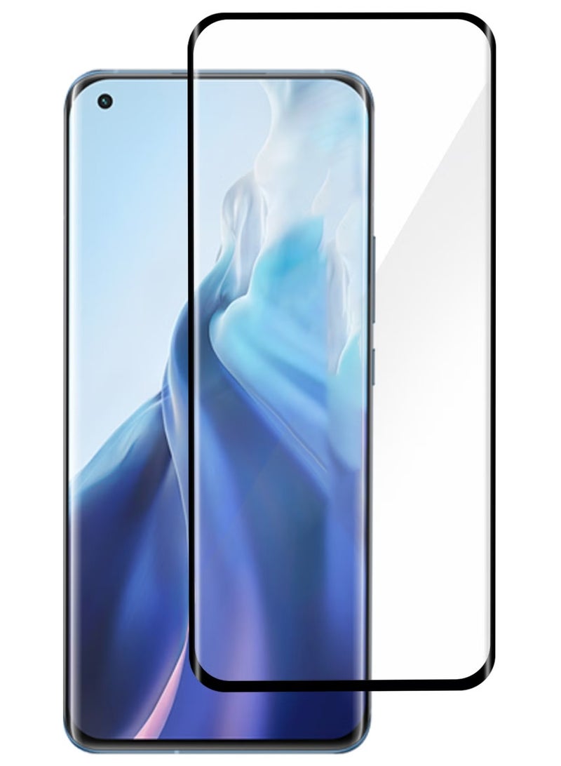 (لـ Xiaomi Mi 11) واقي شاشة زجاجي مقسى فاخر مضاد للفقاعات ومضاد للخدوش - جانب أسود - Image 1