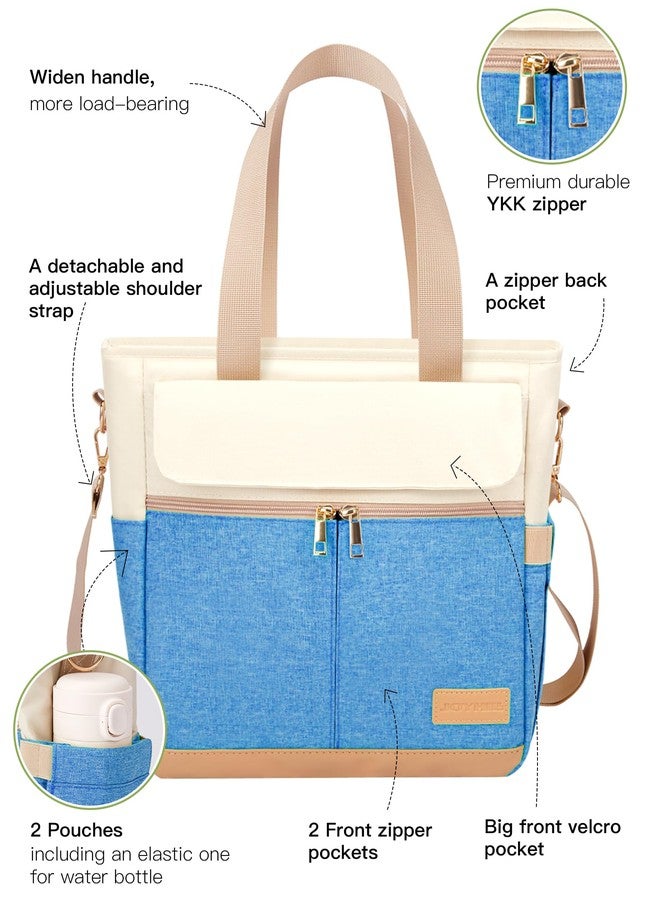 JOYHILL Lunch Bag for Women, Leakproof Insulated Lunch Box with Shoulder Strap, Adult Reusable Lunch Cooler Tote Bags for Work Picnic Camping School Beach, Light Blue - Image 2