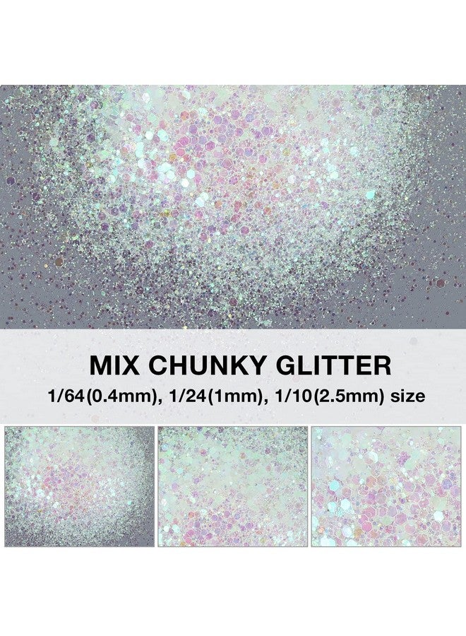 TORC 1 Pound Iridescent White Glitter 16 oz Mix Chunky Glitter Bulk for Resin Craft Cosmetic Art Festival Decoration - Image 3