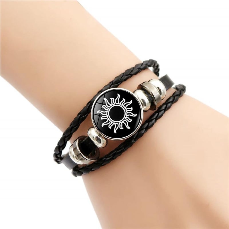 Thalireth 2PCS Luminous Sun And Moon Couples Friendship Matching Love Bracelets Leather Y2k Spirilet Glow In The Dark Adjustable Bracelets Love Gift for Him & Her - Image 3