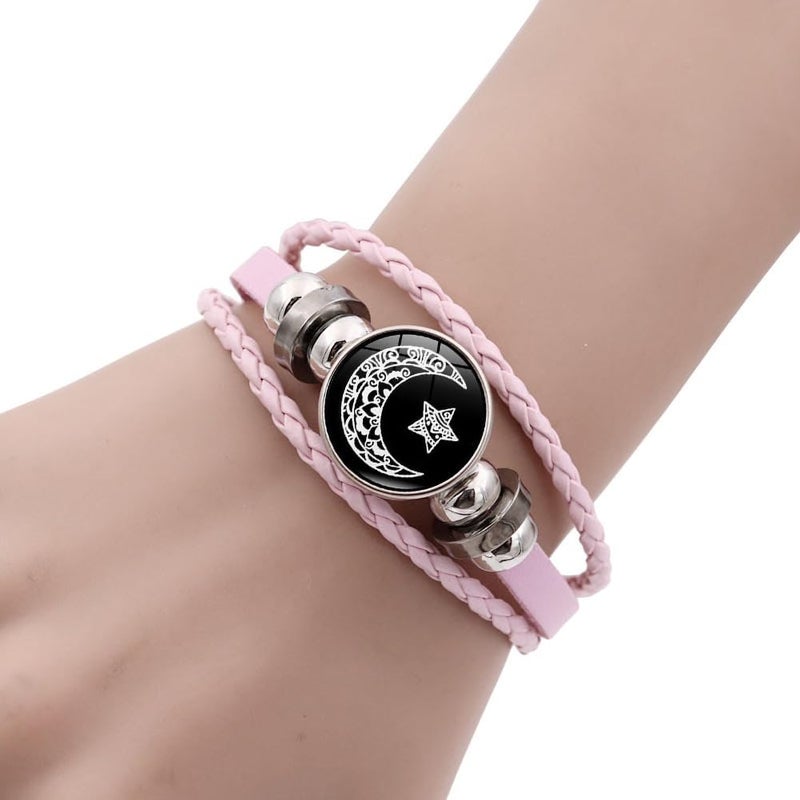 Thalireth 2PCS Luminous Sun And Moon Couples Friendship Matching Love Bracelets Leather Y2k Spirilet Glow In The Dark Adjustable Bracelets Love Gift for Him & Her - Image 2