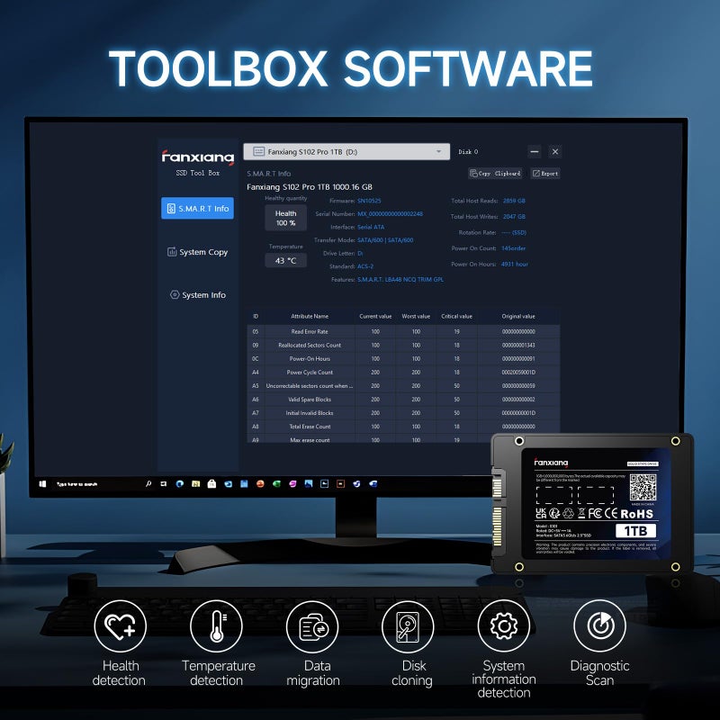 fanxiang S101 1TB SSD SATA SSD 1TB Internal Solid State Drive SATA III 6Gb/s 2.5" SSD, UP to 550MB/s, 3D NAND TLC, Upgrade Laptop PC and Desktops - Image 5