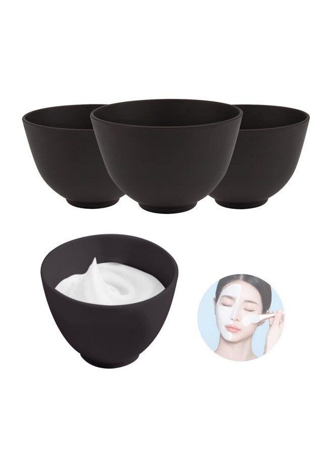 FERCAISH 4Pcs Diy Face Mask Mixing Bowl Microwavable Silicone Facial Mud Bowl Cosmetic Beauty Tool For Home Salon(Black) - Image 1