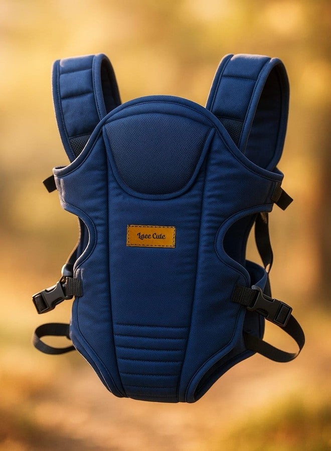 Laee cute Hip Seat Baby Carrier with 4 Carry Positions, Baby Carrier with Hip seat for 6 to 24 Months Baby, Adjustable New-Born to Toddler Carrier, Max Weight Up to 15 Kgs (Black) (Full Blue) - Image 1