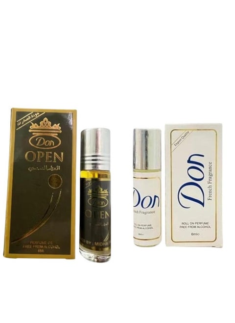 French Fragrance Roll On Perfume + Open Perfume 6ml 2 Pcs