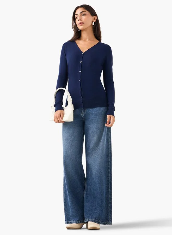 2Xtremz 2Xtremz Textured V-neck Tricot Cardigan