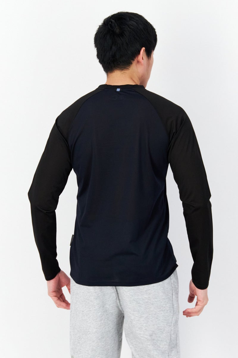 French Connection Men Crew Neck Long Sleeve Textured T-Shirt, Navy - Image 3