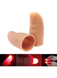 A Pair of Magic Trick Thumb Lights,Led Light Up Flash Soft Finger Fun Lamp Set Toy,Magic Lamp up Finger Magic Trick, Fake Finger, Prank Toy Tool Used for Holiday Magic Performances (Red Light）