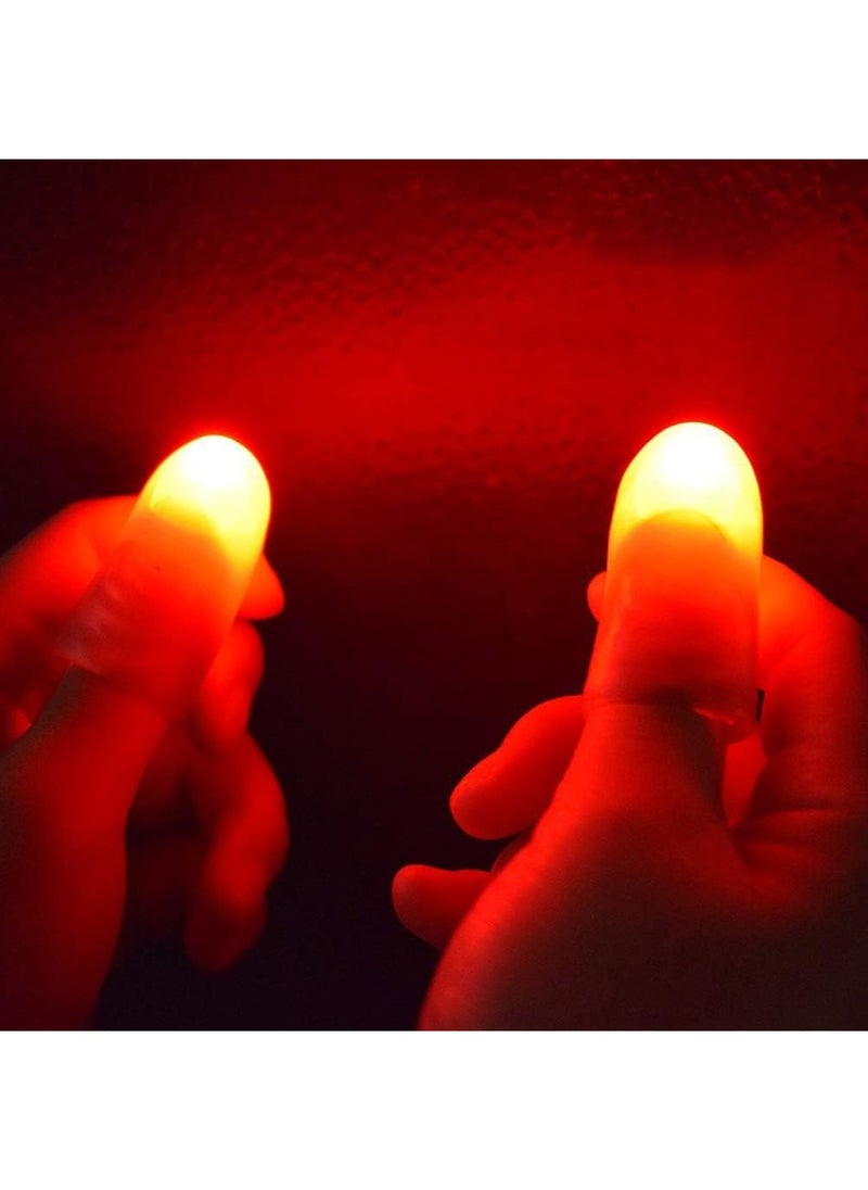 null - A Pair of Magic Trick Thumb Lights,Led Light Up Flash Soft Finger Fun Lamp Set Toy,Magic Lamp up Finger Magic Trick, Fake Finger, Prank Toy Tool Used for Holiday Magic Performances (Red Light） - Image 1