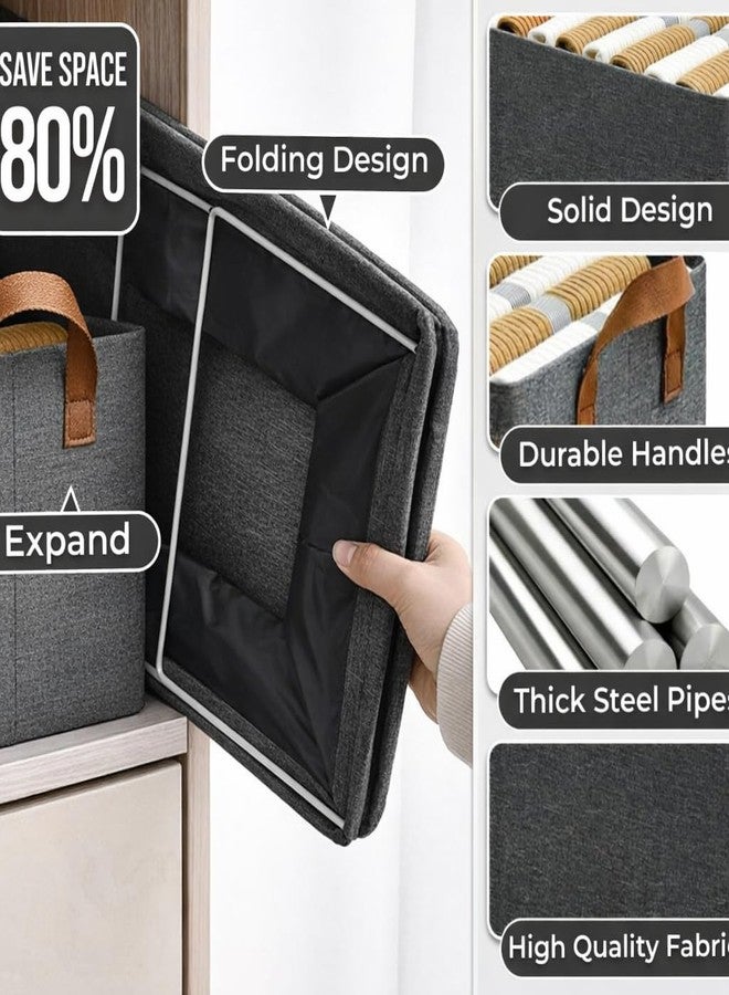 DecorTwist Foldable Wardrobe Organizer with Transparent Window | Metal Frame Non-Woven Fabric Storage Box for Clothes, Woollens & Blankets | Dustproof Closet & Almirah Shelf Organizer (Pack of 3) - Image 3