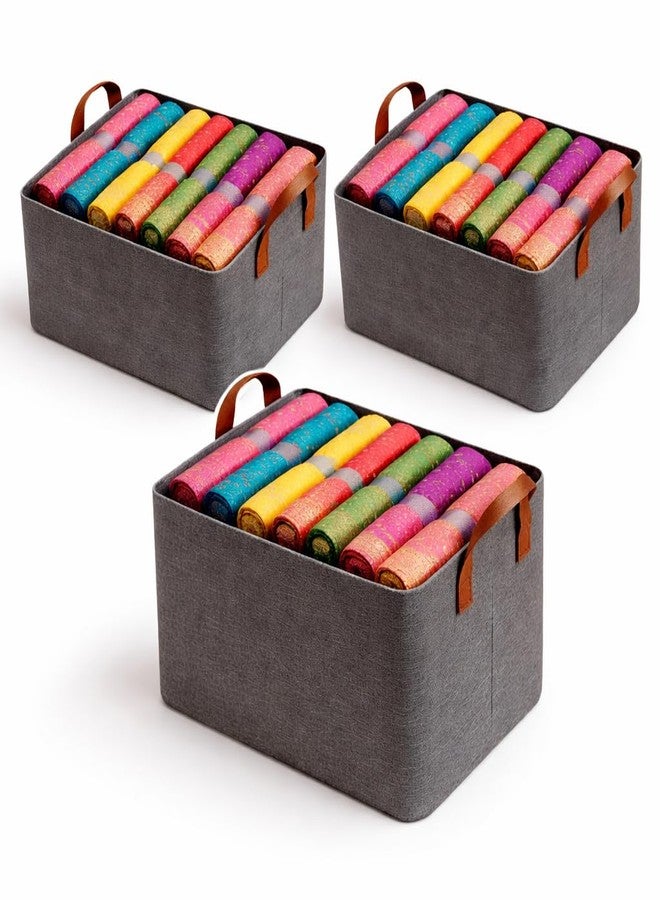 DecorTwist Foldable Wardrobe Organizer with Transparent Window | Metal Frame Non-Woven Fabric Storage Box for Clothes, Woollens & Blankets | Dustproof Closet & Almirah Shelf Organizer (Pack of 3) - Image 1