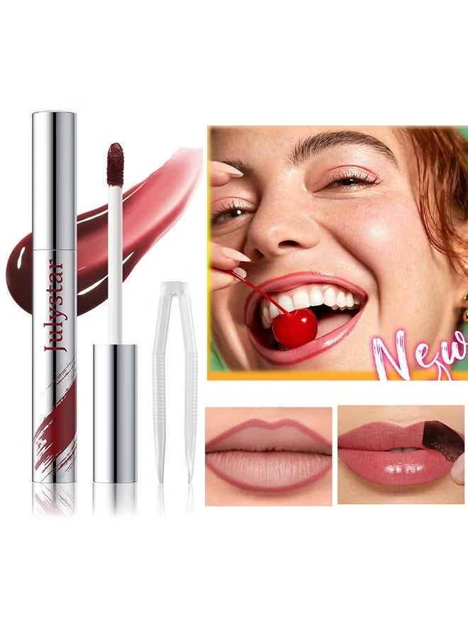 چولي ستار قلم تحديد الشفاه Instant Peel Off Water Proof Lipliner & Stain - محدد شفاه طويل الأمد مع ملاقط ، تقشير بقع الشفاه مع لمسة نهائية غير لامعة ، طويل الأمد ، مقاوم للماء ، مقاوم للنقل ، لون شديد الصبغة (# 02) - Image 1