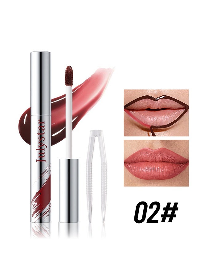 چولي ستار قلم تحديد الشفاه Instant Peel Off Water Proof Lipliner & Stain - محدد شفاه طويل الأمد مع ملاقط ، تقشير بقع الشفاه مع لمسة نهائية غير لامعة ، طويل الأمد ، مقاوم للماء ، مقاوم للنقل ، لون شديد الصبغة (# 02) - Image 2
