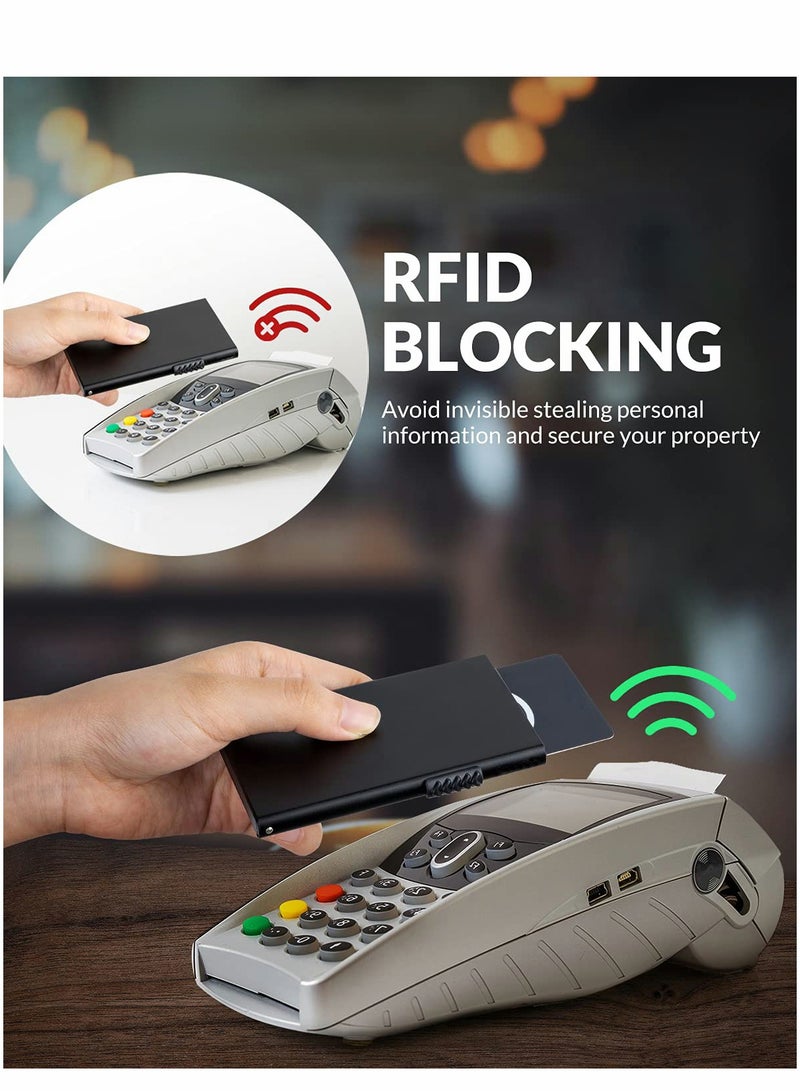 SOLARAE Pop Up Card Holder Wallet, RFID Blocking Credit Card Case with Snap Button, Anti-Theft Compact Wallet for Secure Storage of Cards and Cash - Image 5