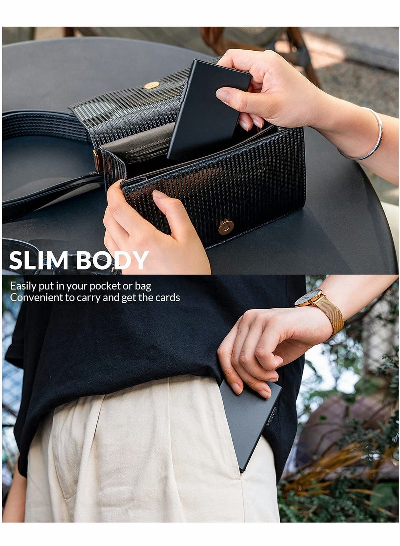 SOLARAE Pop Up Card Holder Wallet, RFID Blocking Credit Card Case with Snap Button, Anti-Theft Compact Wallet for Secure Storage of Cards and Cash - Image 2