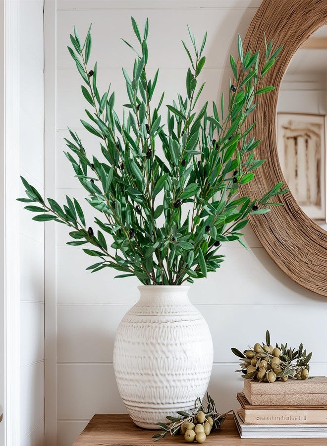 Bailikang 8PCS Premium Artificial Olive Branches for Vases - Realistic PU & Silk Faux Greenery Stems, 3 Sizes, Bendable Wire Stems, Low Maintenance Home/Office/Holiday Decor(No Vase - Image 2
