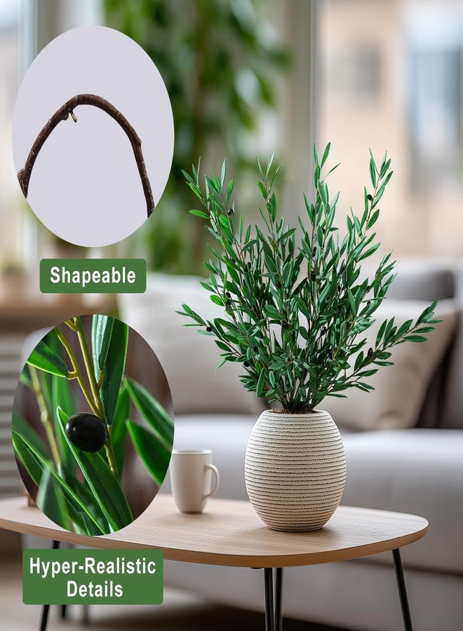 Bailikang 8PCS Premium Artificial Olive Branches for Vases - Realistic PU & Silk Faux Greenery Stems, 3 Sizes, Bendable Wire Stems, Low Maintenance Home/Office/Holiday Decor(No Vase - Image 5