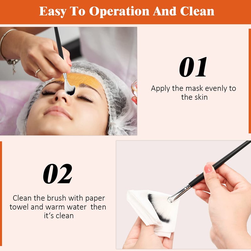 Maitys 9 Pieces Facial Fan Mask Brushes, Soft Facial Applicator Brushes Tools for Peel Glycolic Makeup for Mud Cream(Black and Silver) - Image 4